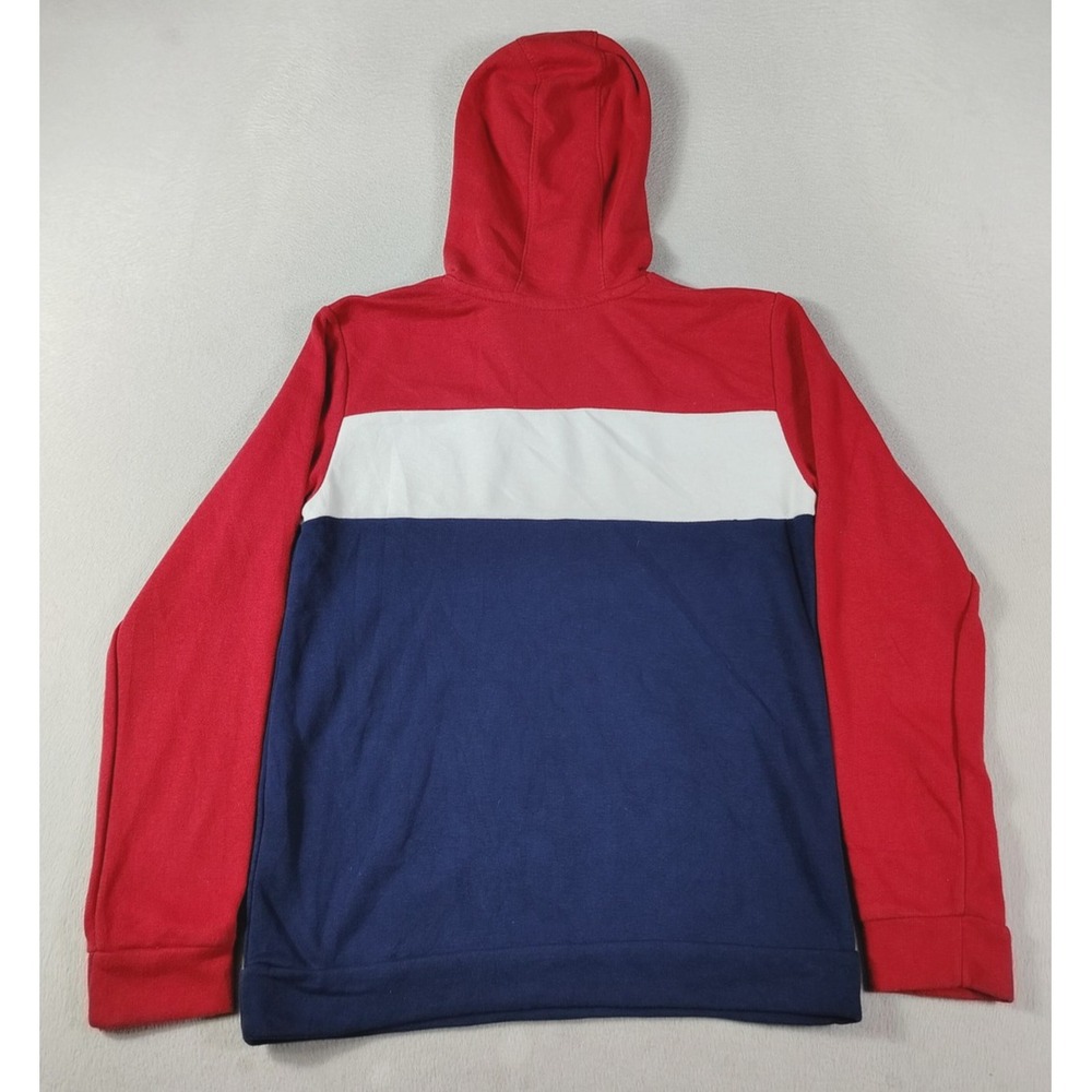 Reebok Hoodie Sweatshirt Youth 14-16 Red Blue Fleece Pullover Colorblock Logo